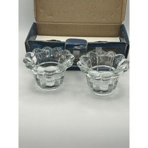 Tiffany Clear Glass Votive Candle Holders Set of 2 Scalloped Edge Heavy France